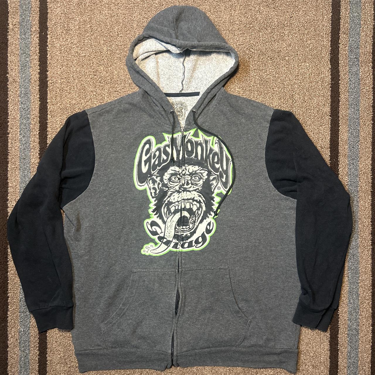 Y2K Gas Monkey Garage Zip Up Hoodie Sweatshirt Depop