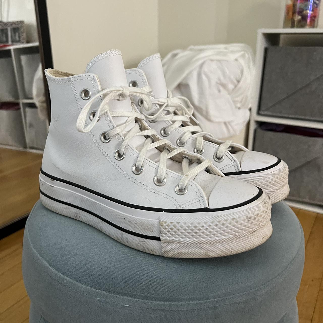 White Platform Leather Converse 🤍 - worn twice so... - Depop