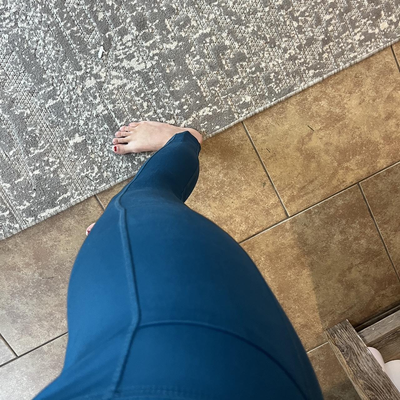 Blue leggings with side pockets! Very soft and - Depop