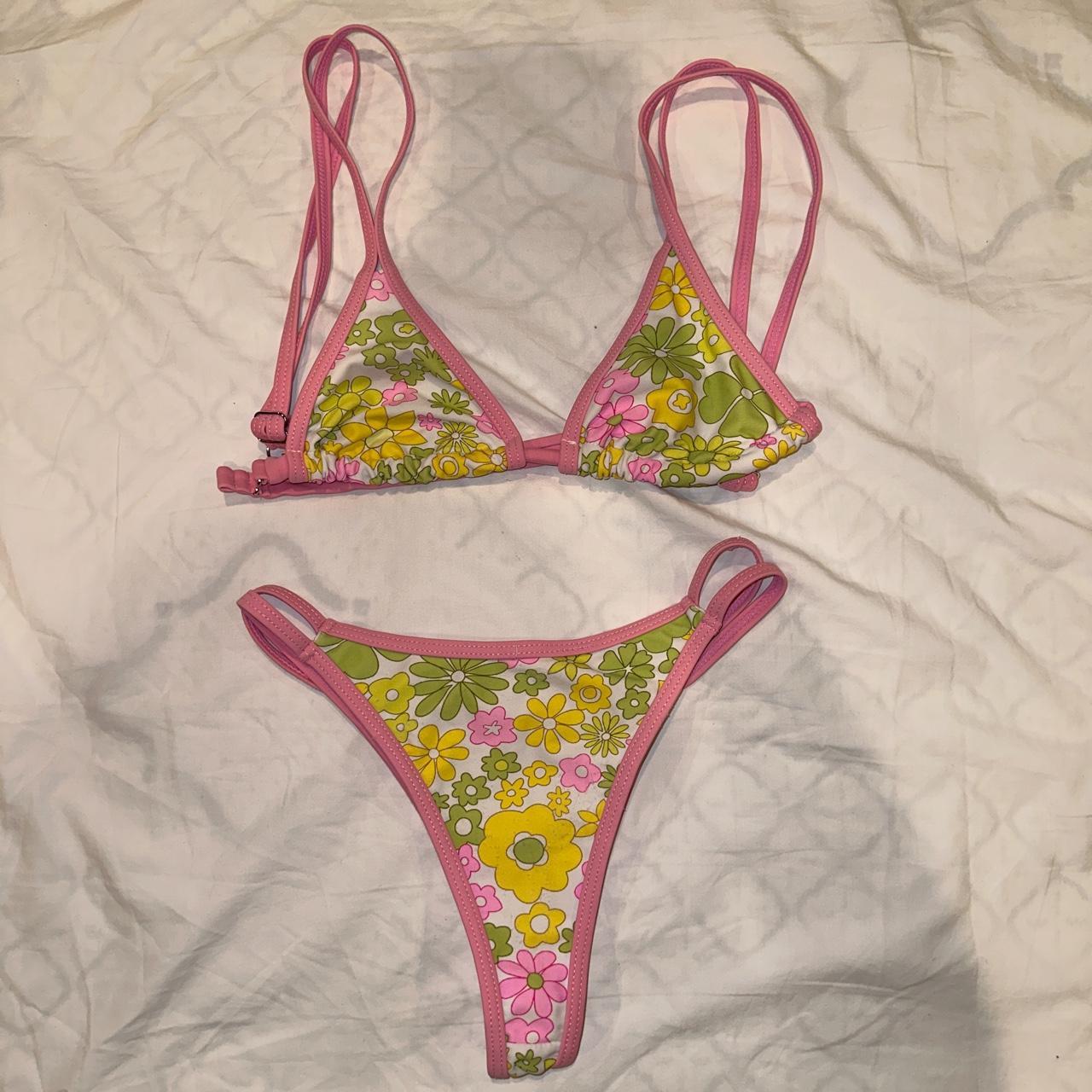 princess polly floral bikini size 2 top and bottom... - Depop