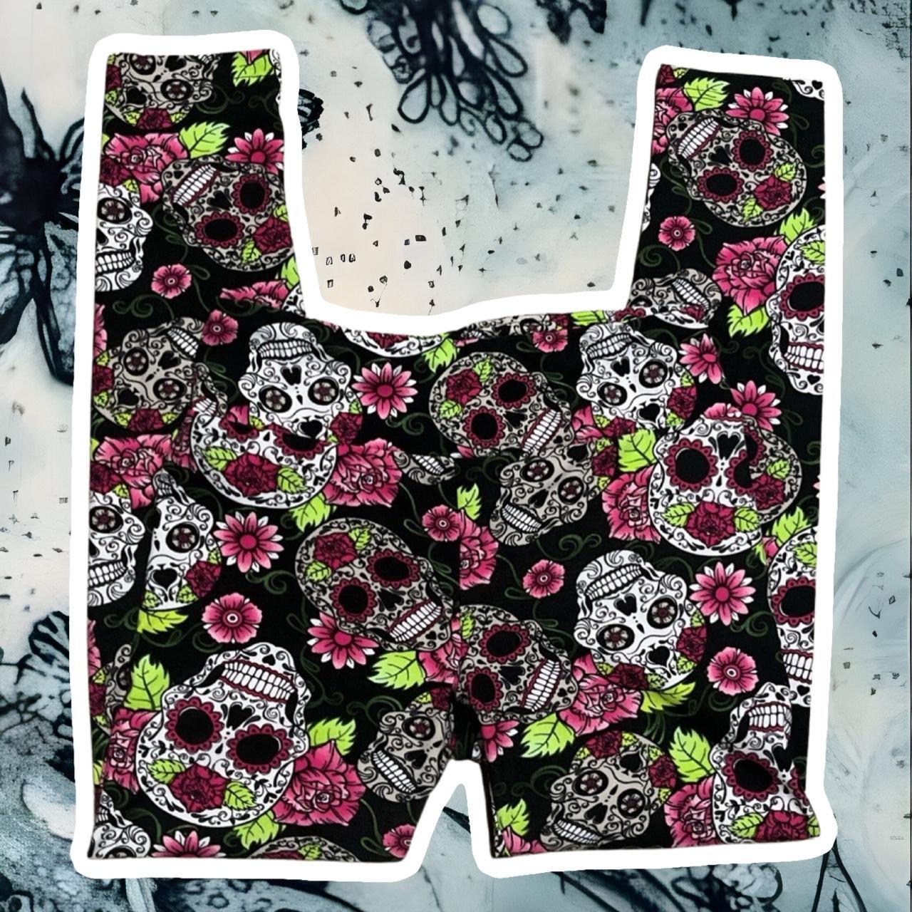 No Boundaries sugar skull and pink flower leggings Depop