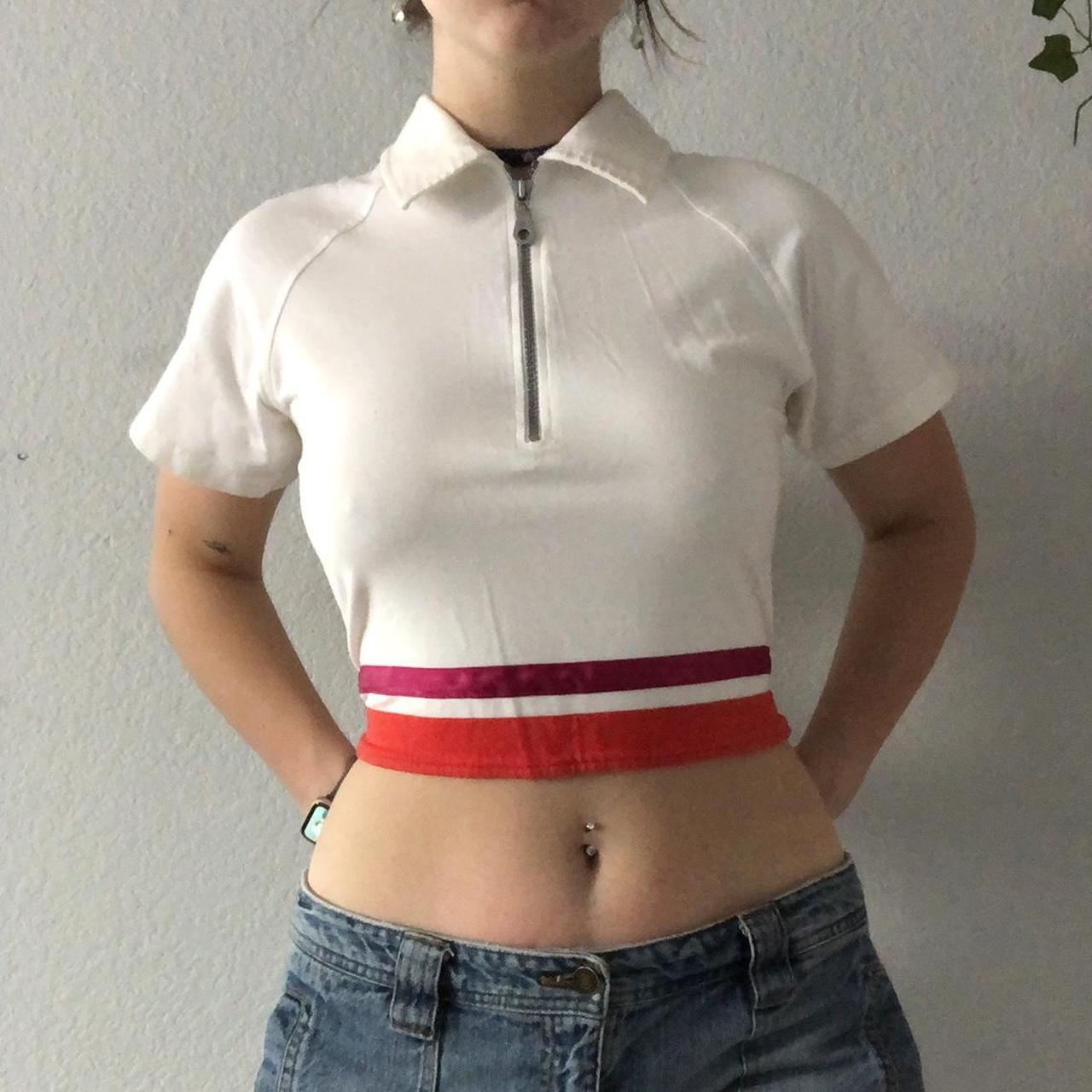 Fila Women S White And Red Crop Top Depop