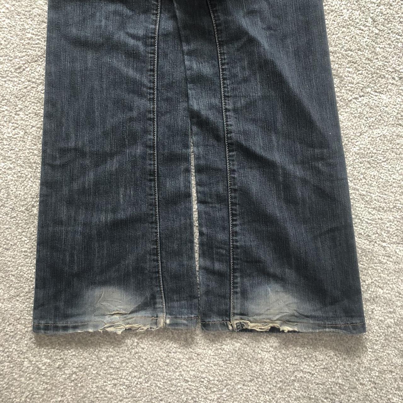 Y2K low rise boyfriend fit baggy jeans in a dark... - Depop