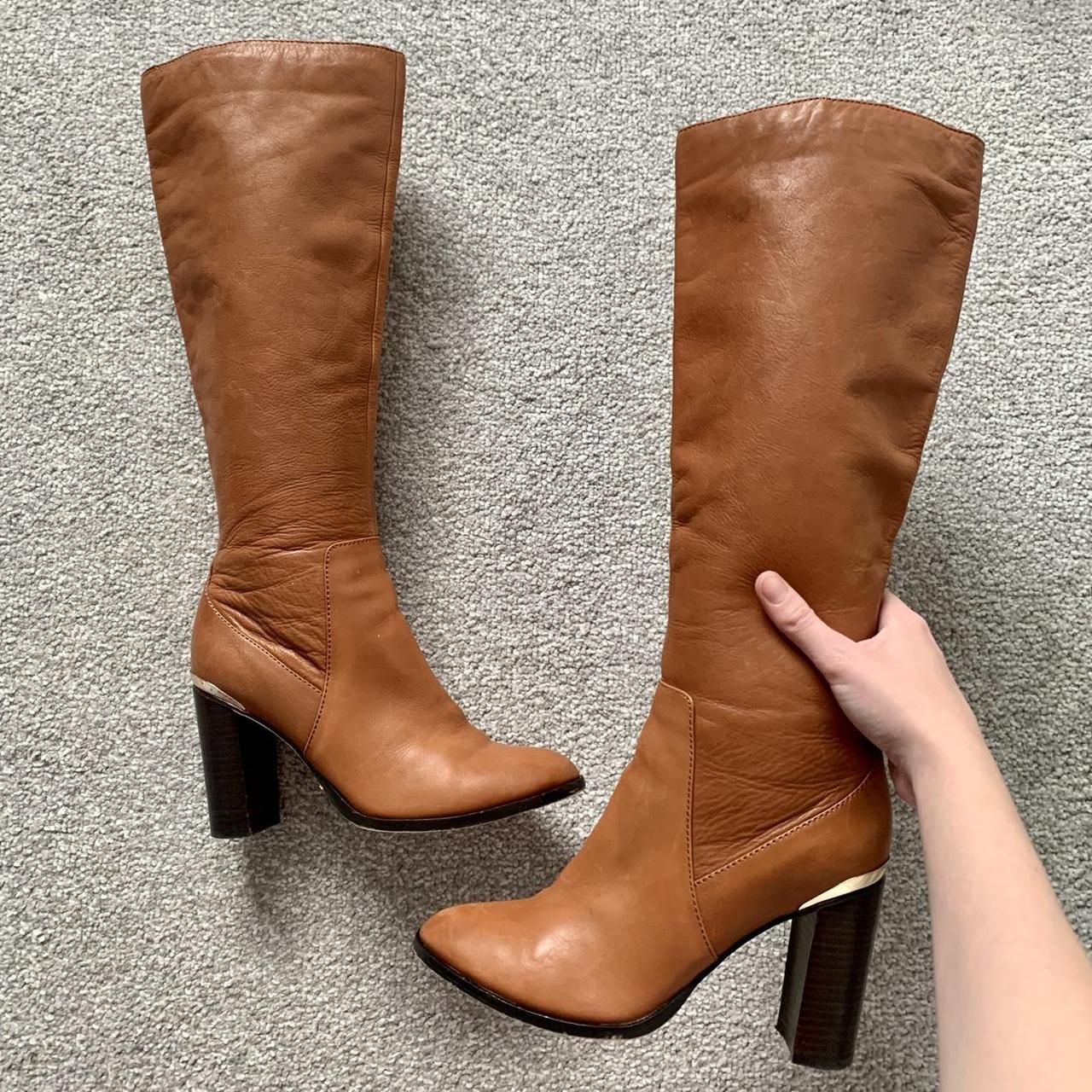 River Island Tan Leather Knee High Boots Gorgeous Depop