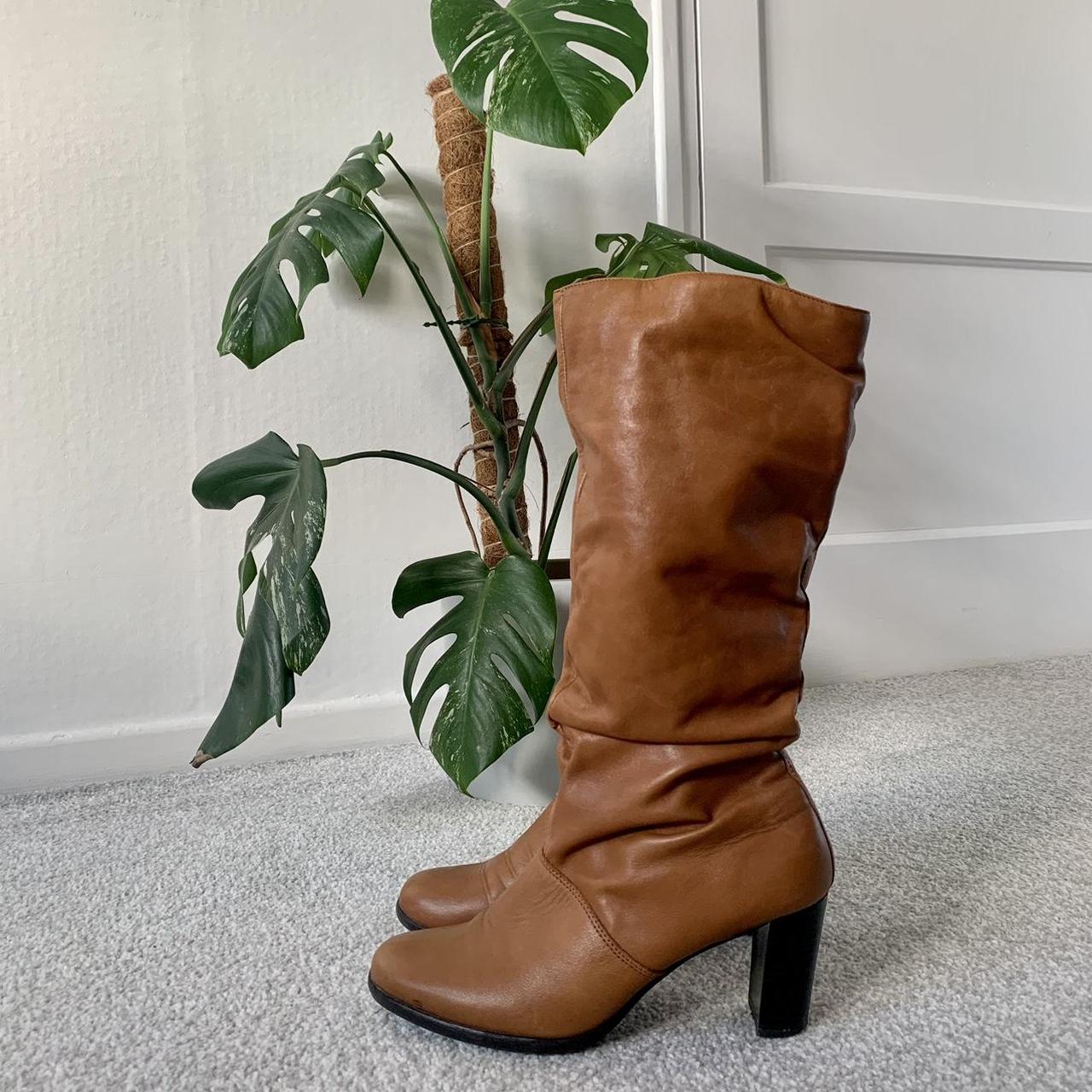 Faux leather slouch clearance boots