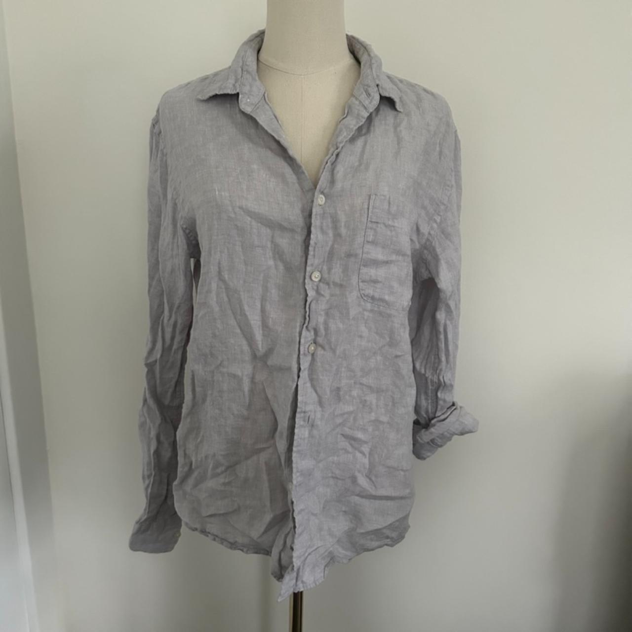 Light blue linen button up shirt! - Depop