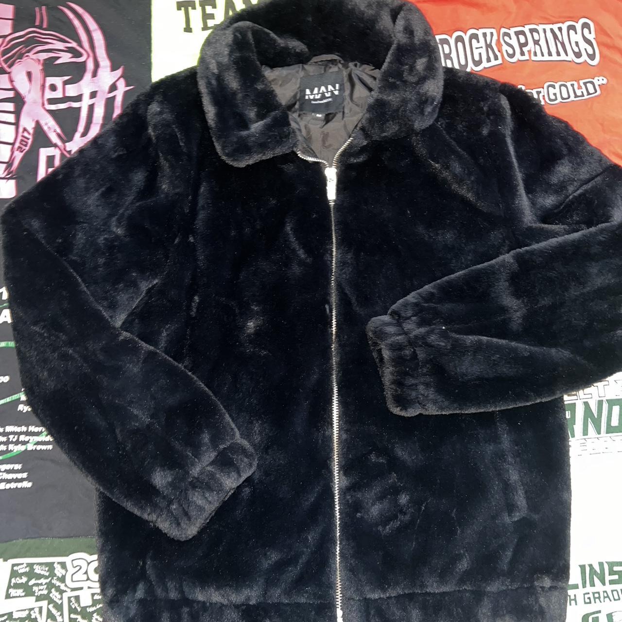 Boohooman fur Bomber jacket Size: Medium ... - Depop