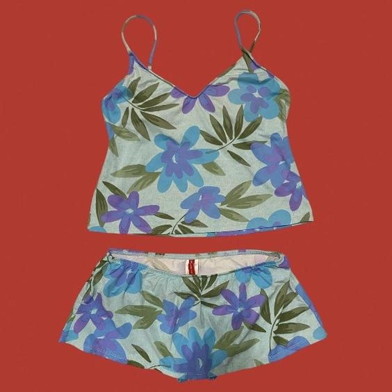 vintage 90s floral tankini bikini set omg perfect... Depop