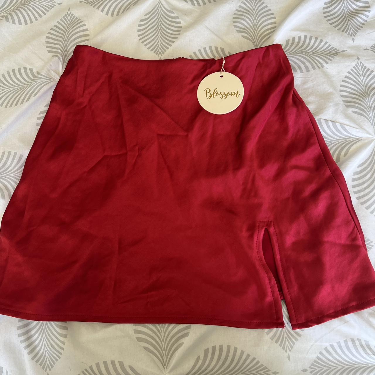 Red silk mini skirt never worn doesn’t look good on... - Depop