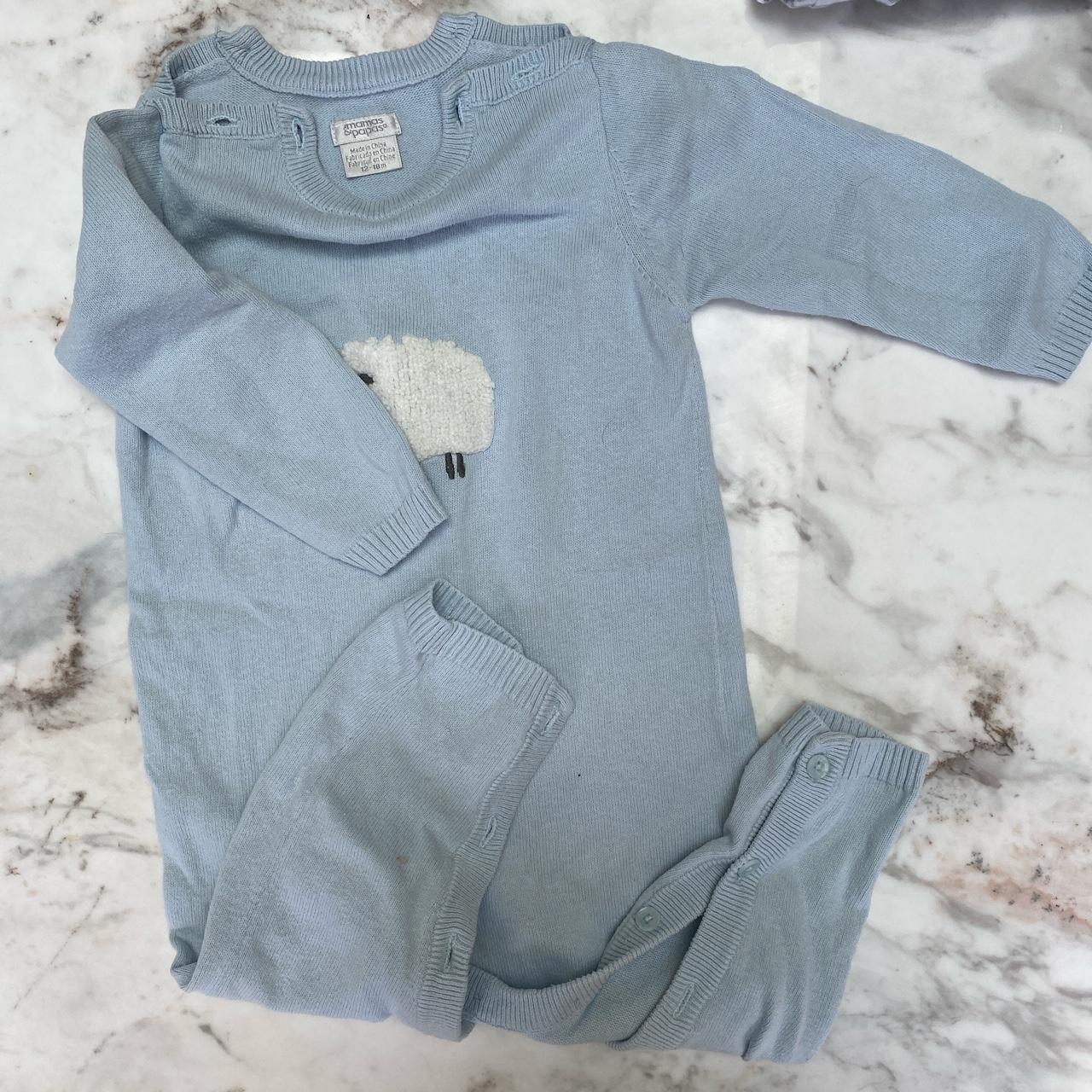 Mamas & Papas Blue and White Playsuitromper Depop