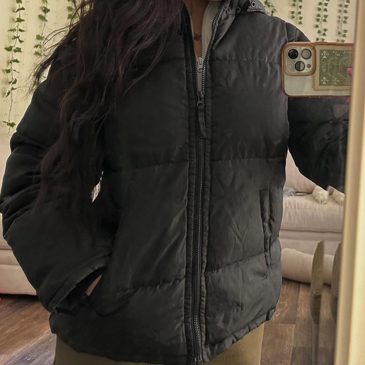 Learsi Black Puffer Down Coat has feathers in... Depop