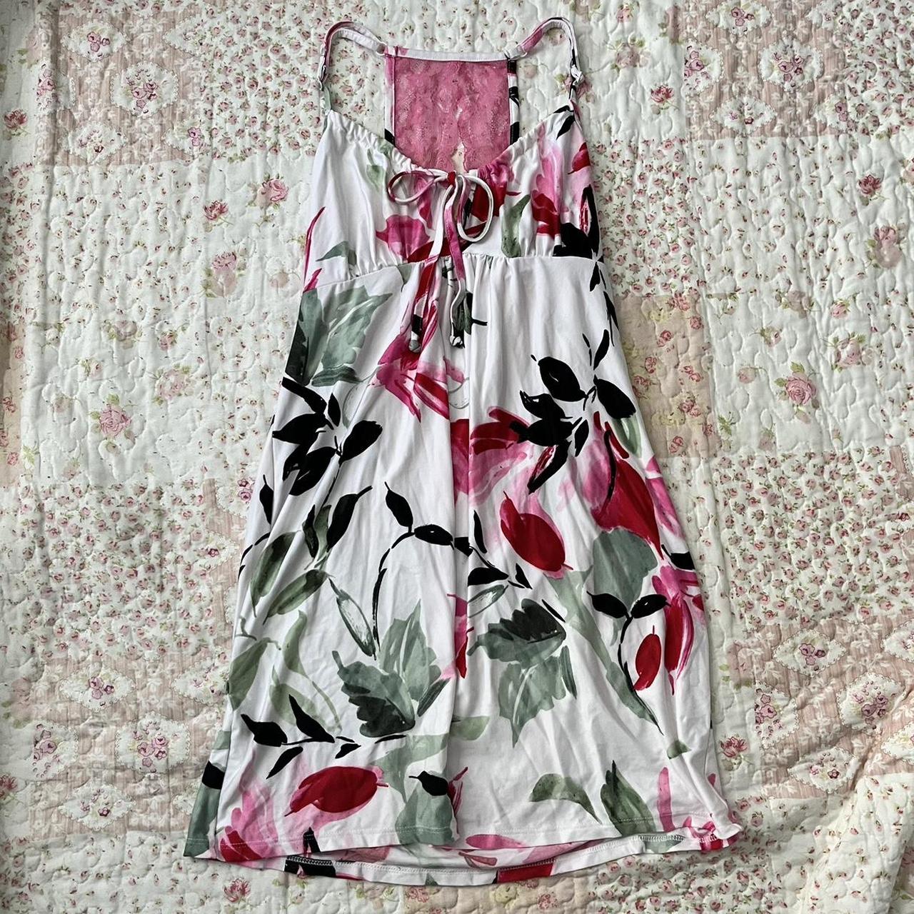 Secret Treasures Women's Pink and White Dress | Depop