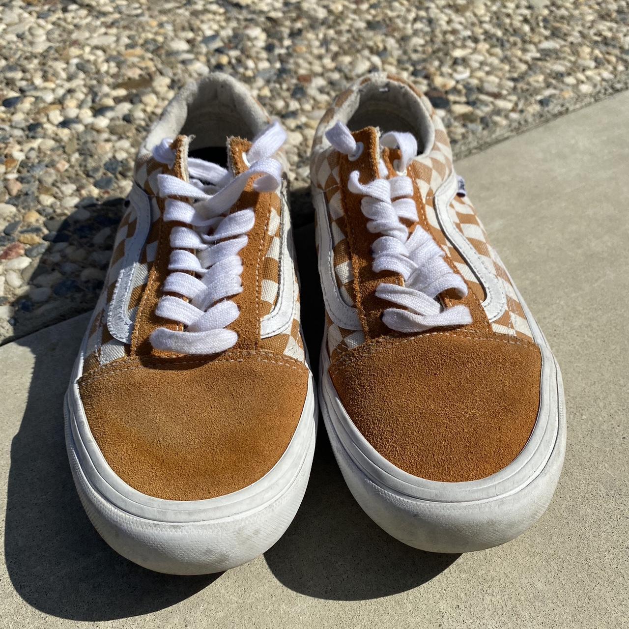 Orange checkerboard old skool on sale vans