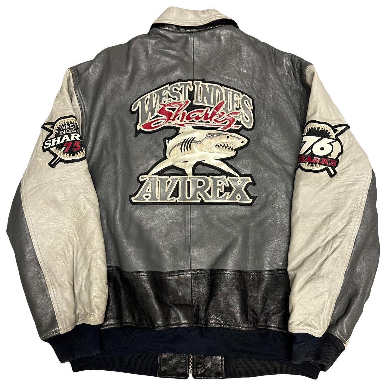 Authentic Avirex West Indies Sharks Leather Jacket... - Depop