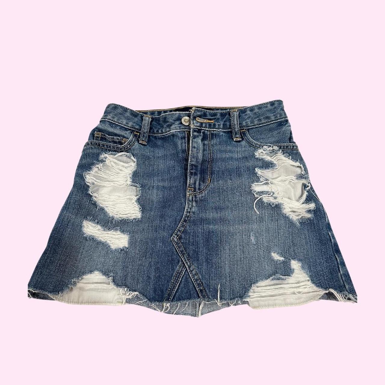 Hollister denim hotsell ripped skirt