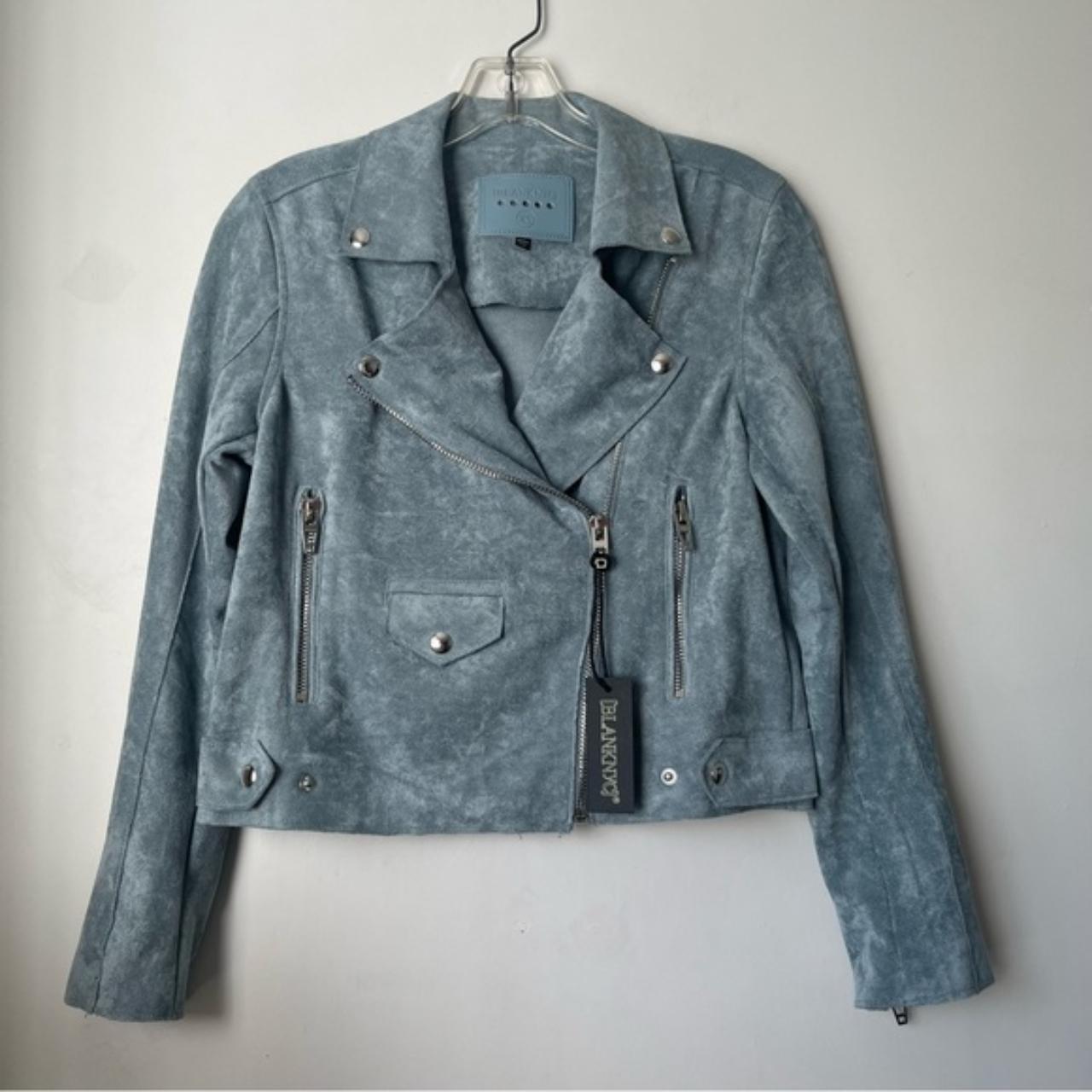 Blank nyc blue suede moto jacket sale