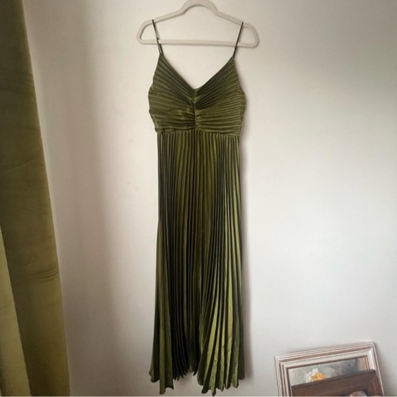 Petal & Pup Naira Palm Green Pleated Maxi Dress 6.... - Depop