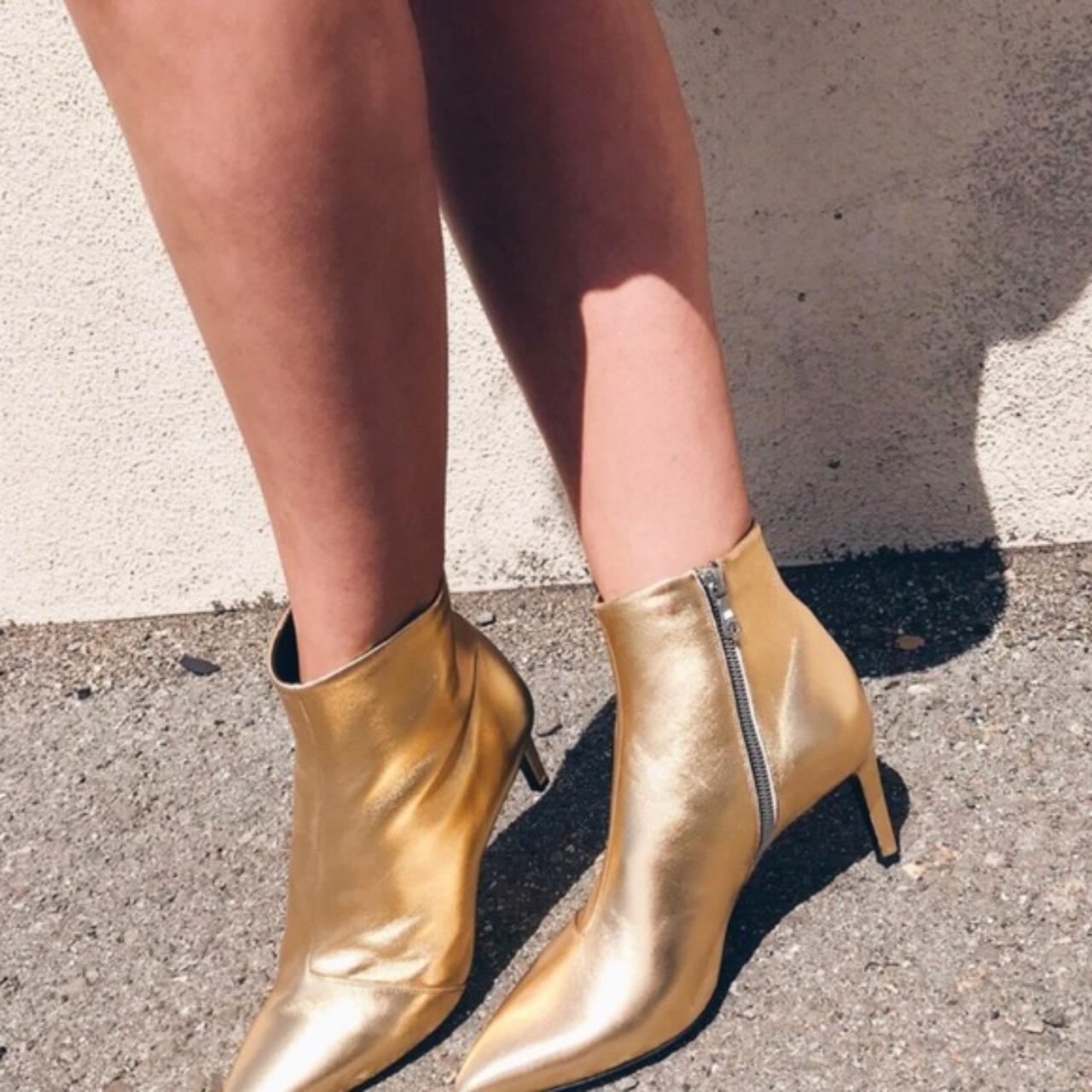 Rag Bone Beha Gold Metallic Pointed Toe Heeled Depop