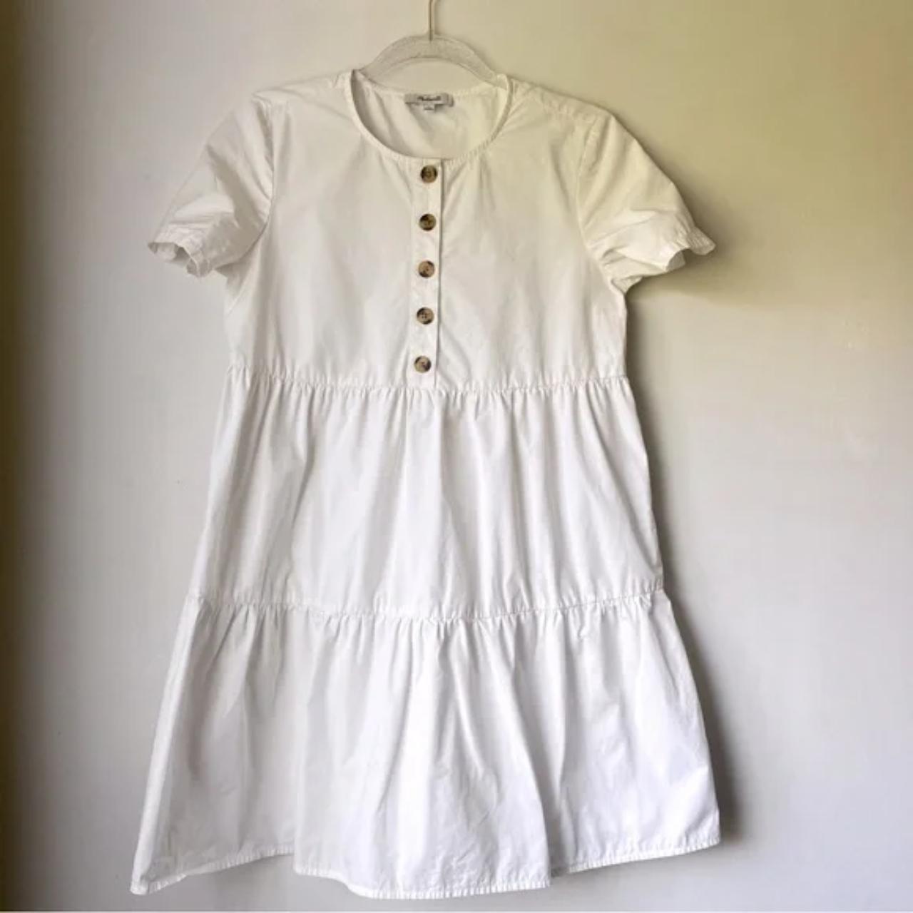 Madewell // button front short factory sleeve tiered mini dress