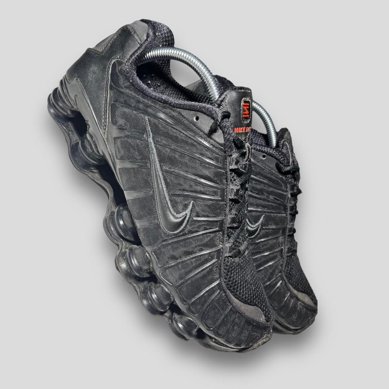 mens black leather nike shox