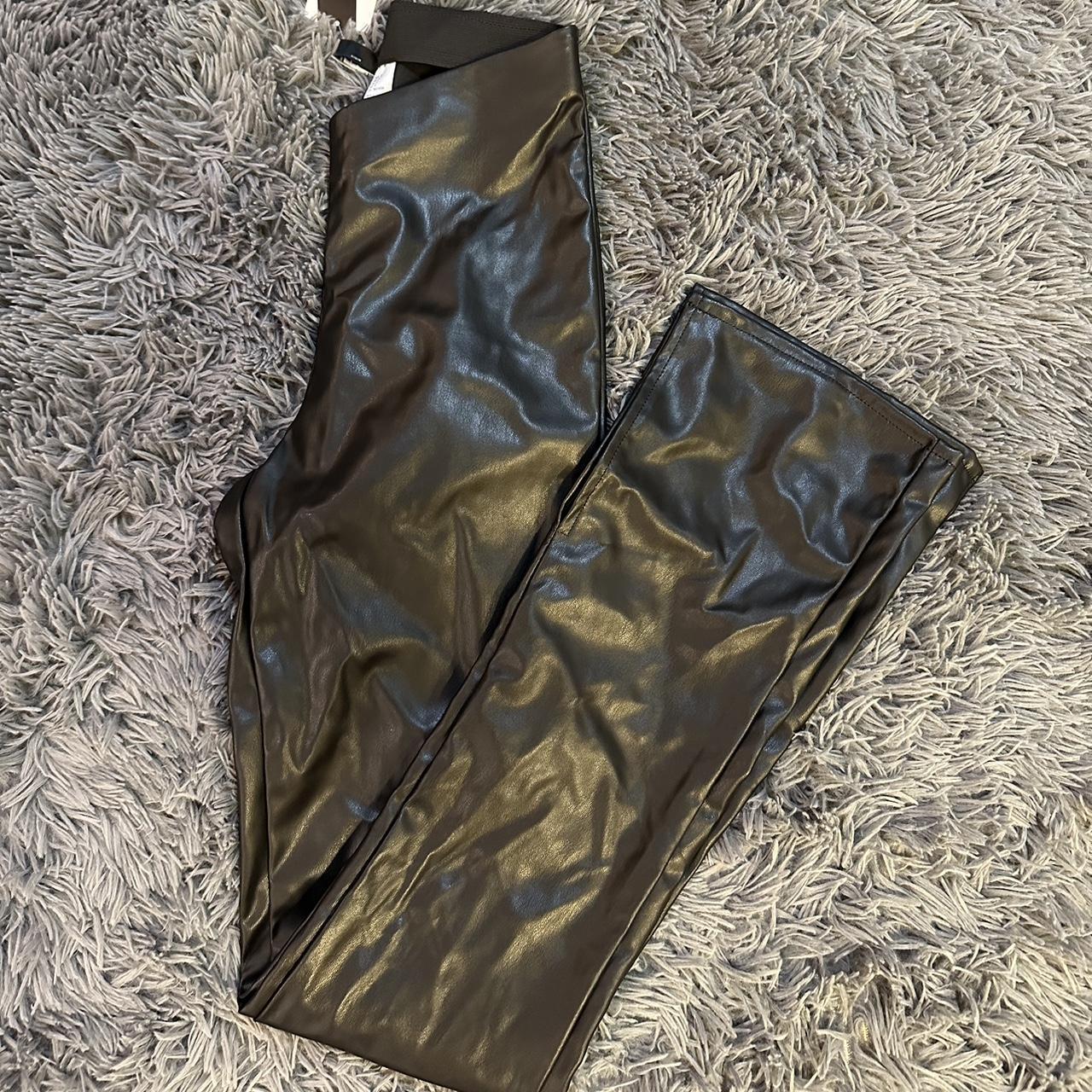 Leather flare pants ❥ brand new with tags / size - Depop