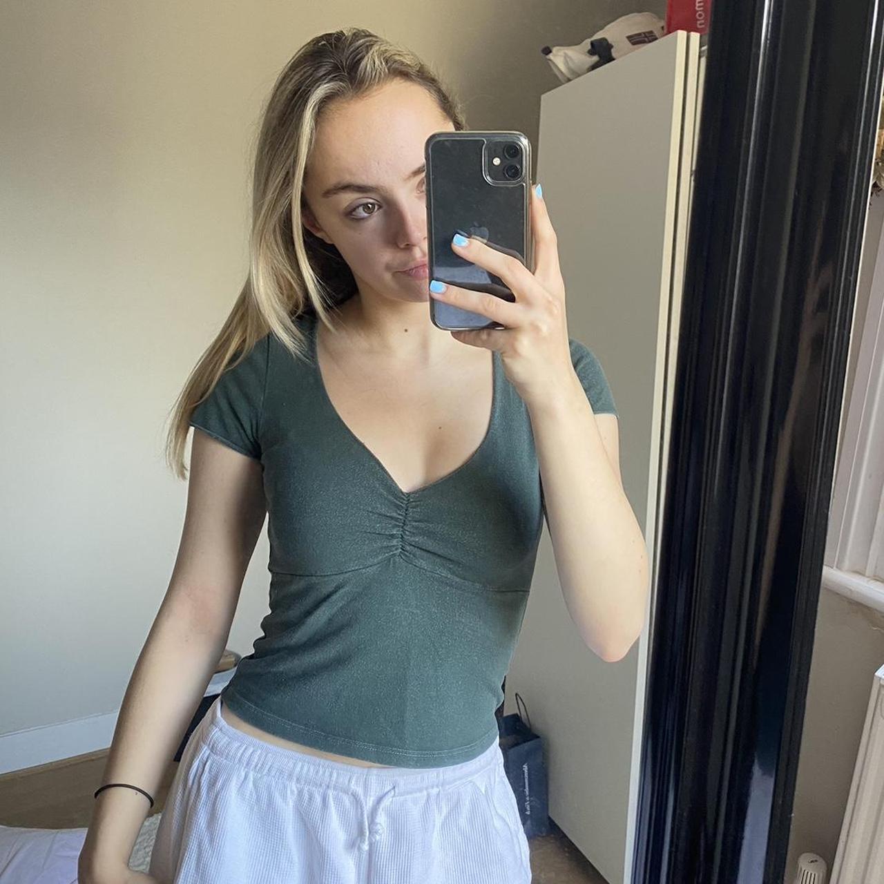 Brandy Melville Green Gina top One size Depop