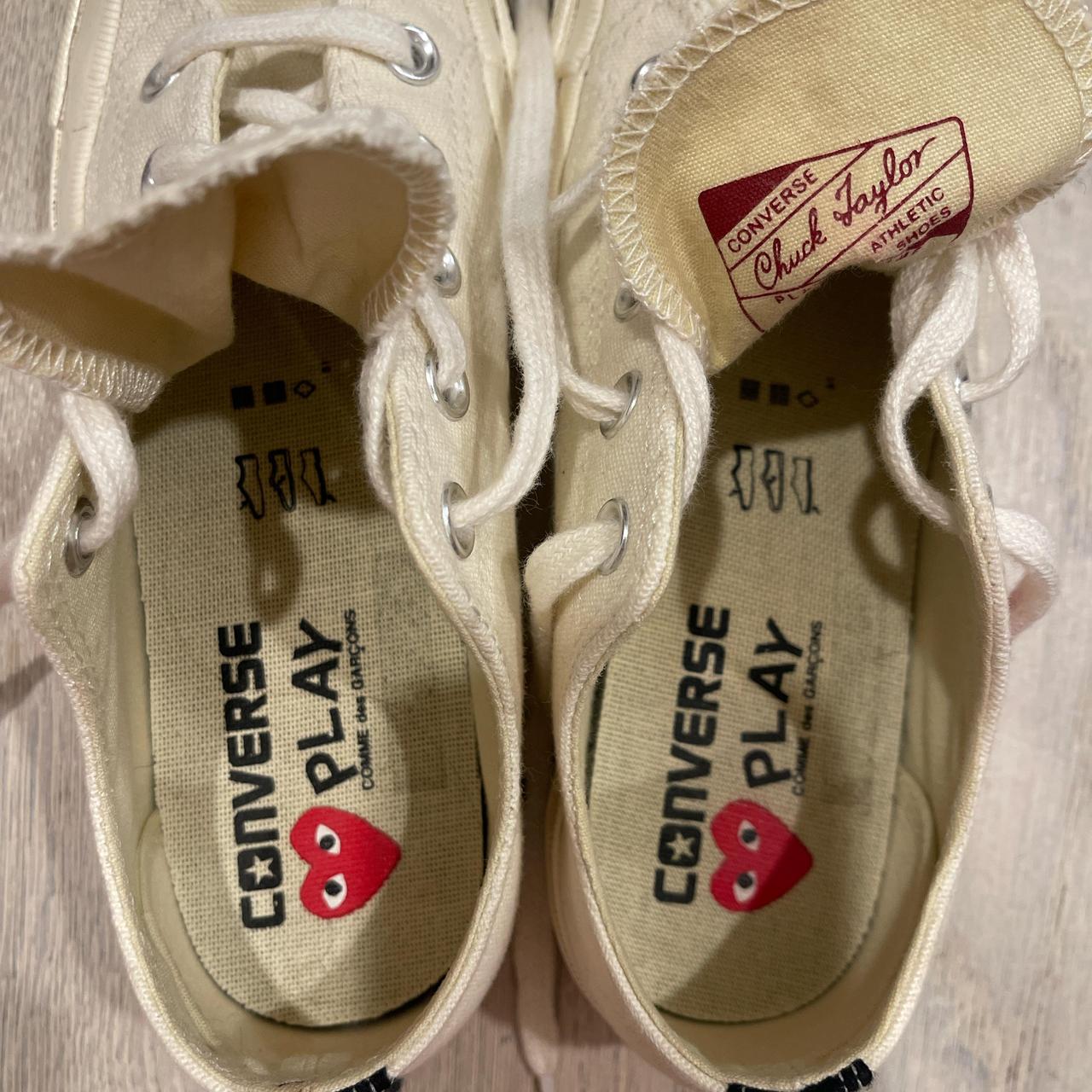 CDG converse low top cream off white barely. Depop