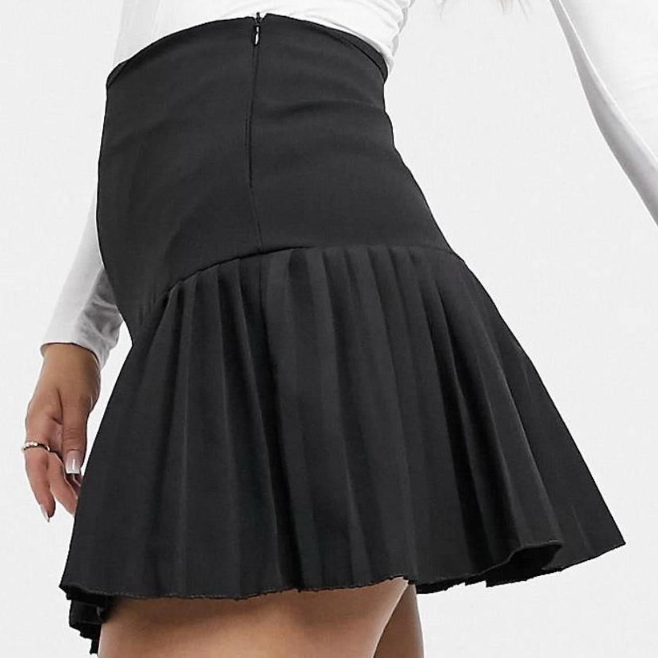 femme luxe pleated skater skirt in black asos black