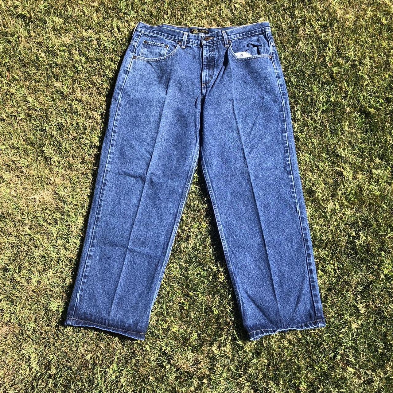 y2k baggy anchor blue jeans original fit 38x30 9”... Depop