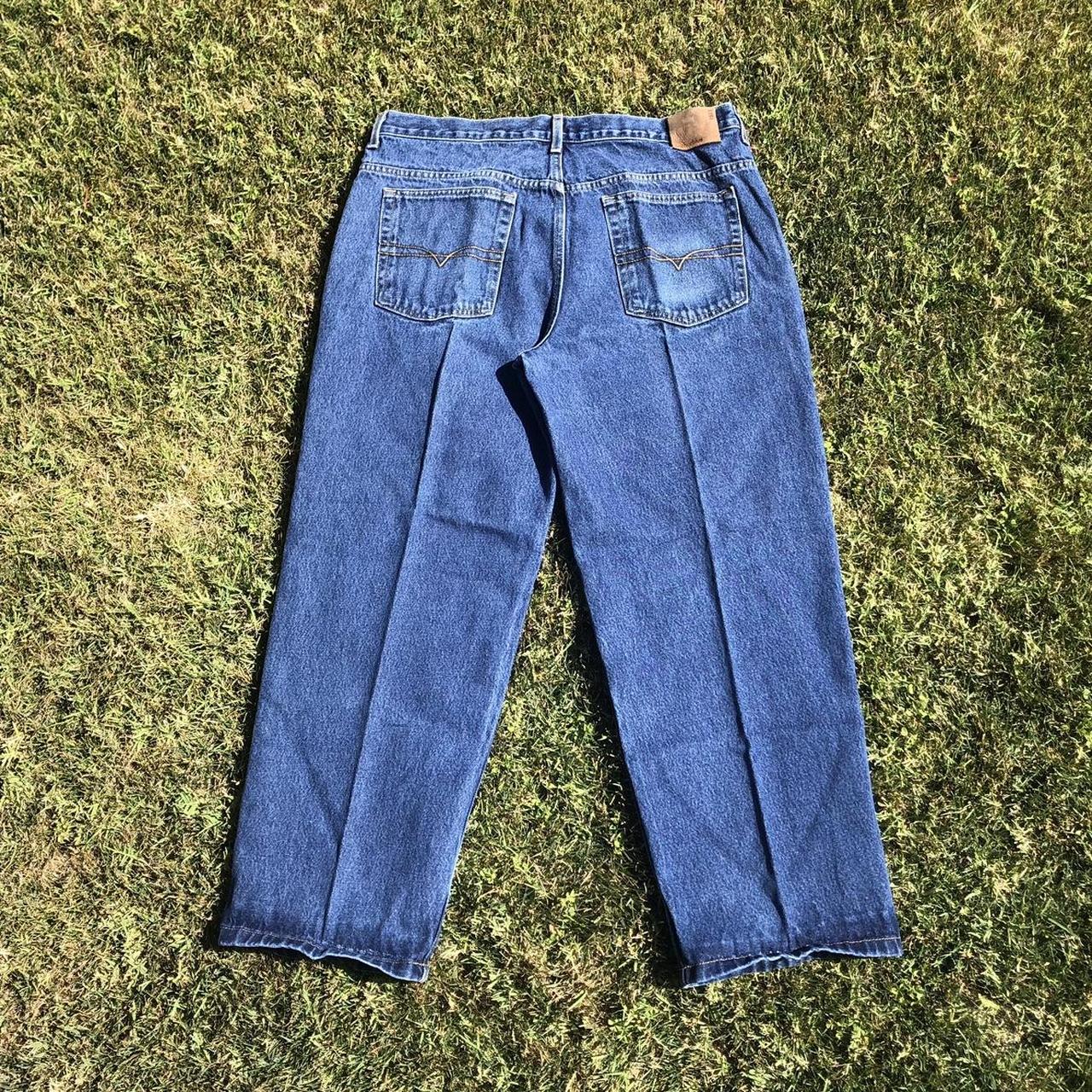 y2k baggy anchor blue jeans original fit 38x30 9”... - Depop