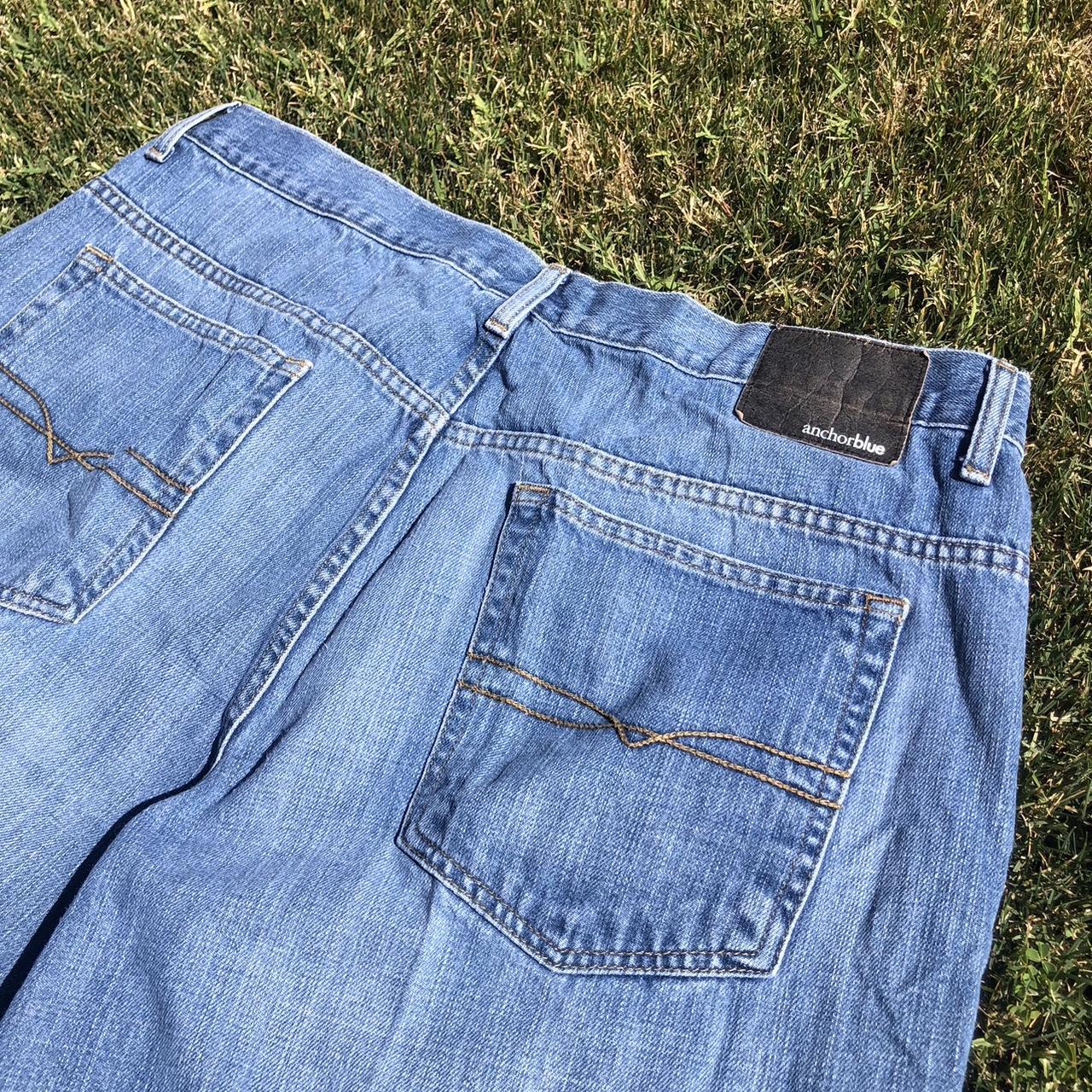 y2k baggy anchor blue jeans original fit 38x30 - Depop