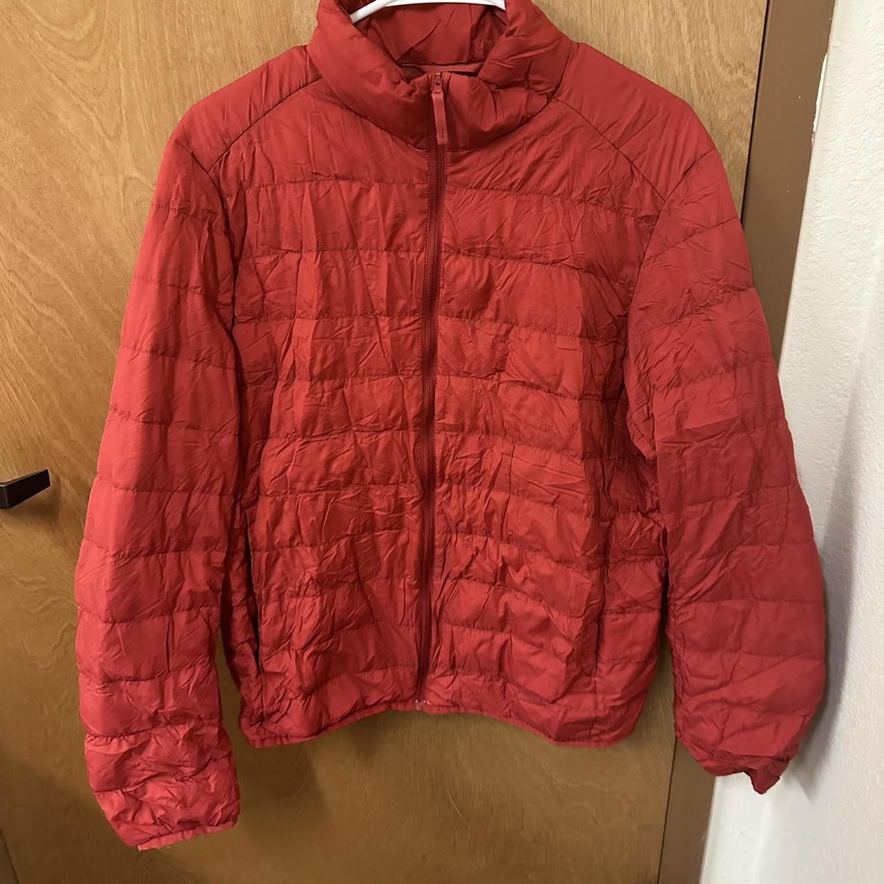 red uniqlo puffer jacket size M. ultra light down... - Depop