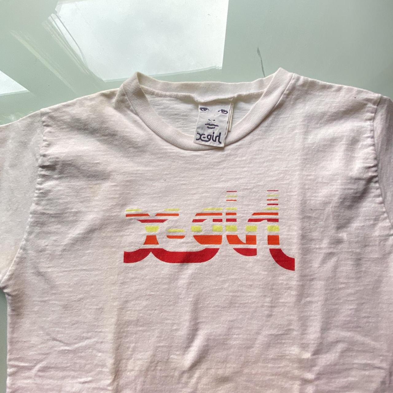 X-Girl Women's Red and White T-shirt (2)