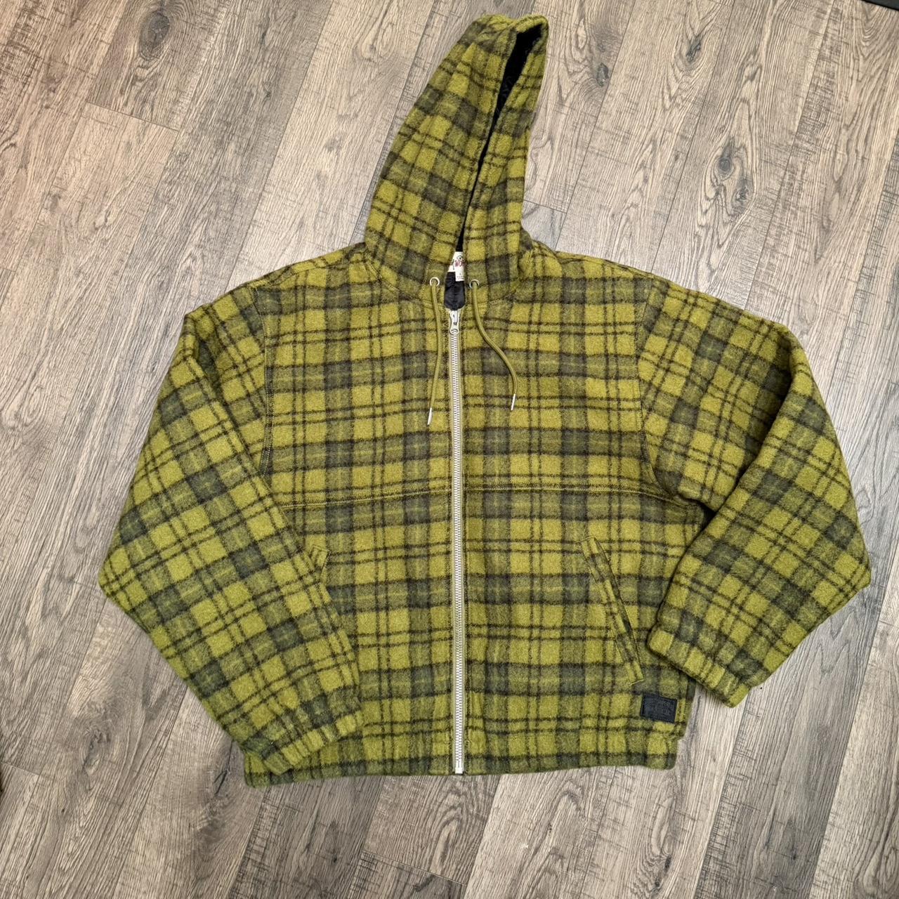 Stussy stussy plaid hooded zip up work jacket | Grailed