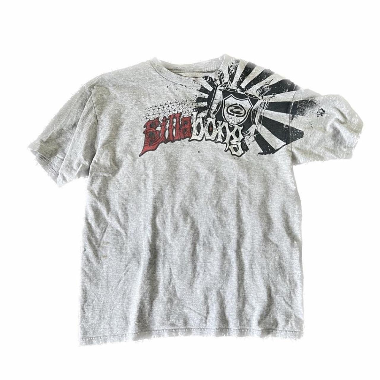 mens y2k early 2000s billabong spellout logo grey... - Depop