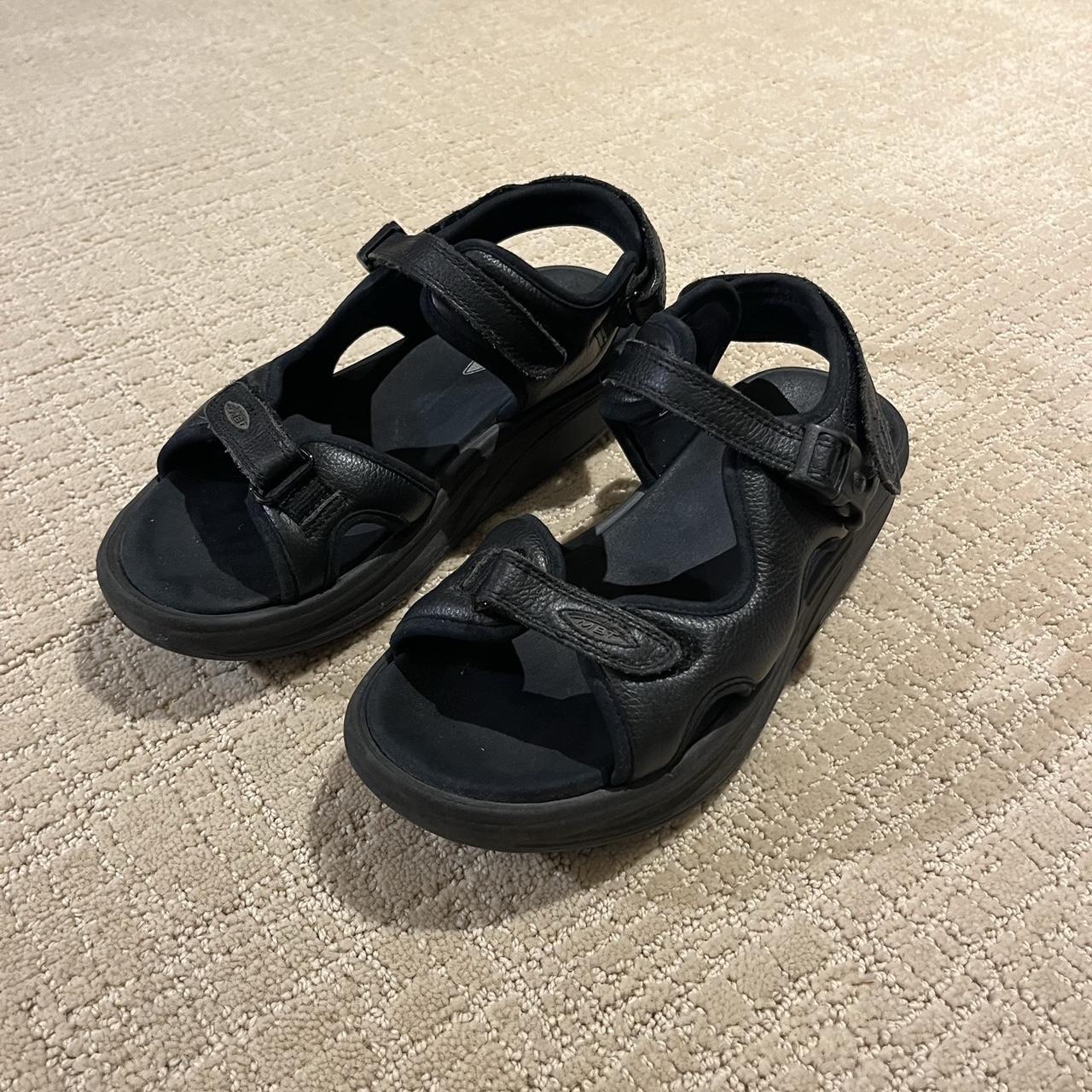 black velcro sandals. shape ups sole thingy. very... - Depop