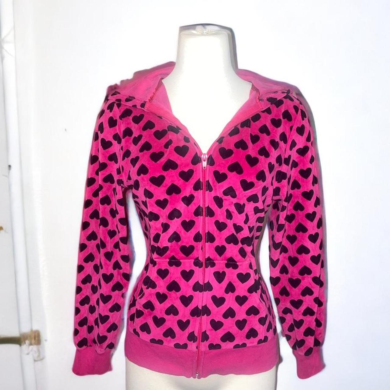 Y2K HEART JACKET Stylish hot pink velour zip hoodie... Depop
