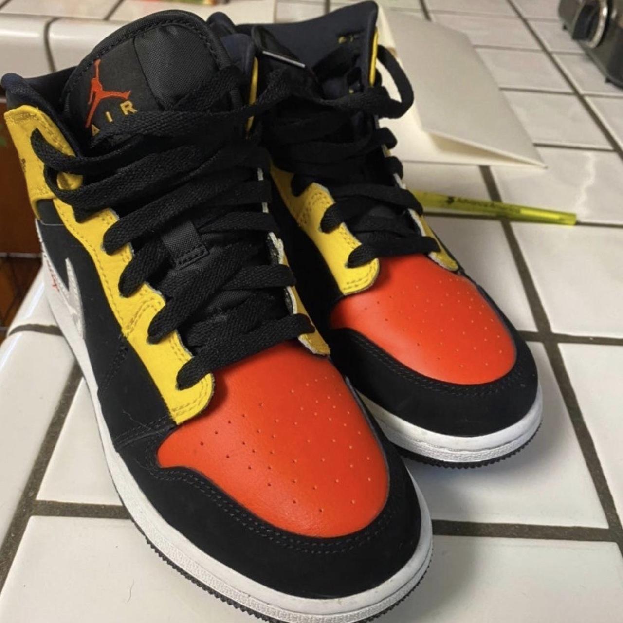 Nike Black and Orange Trainers | Depop