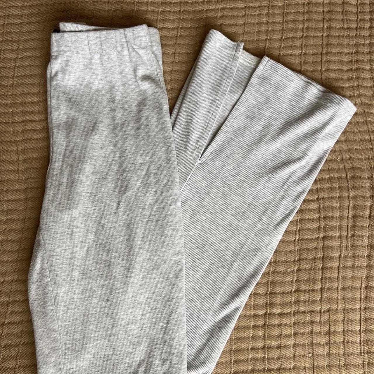 Grey flare lounge pants/leggings with slit Can fit... - Depop