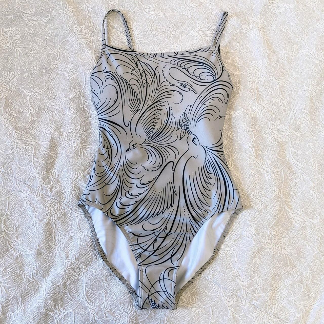 Women's Black and Grey Swimsuit-one-piece | Depop
