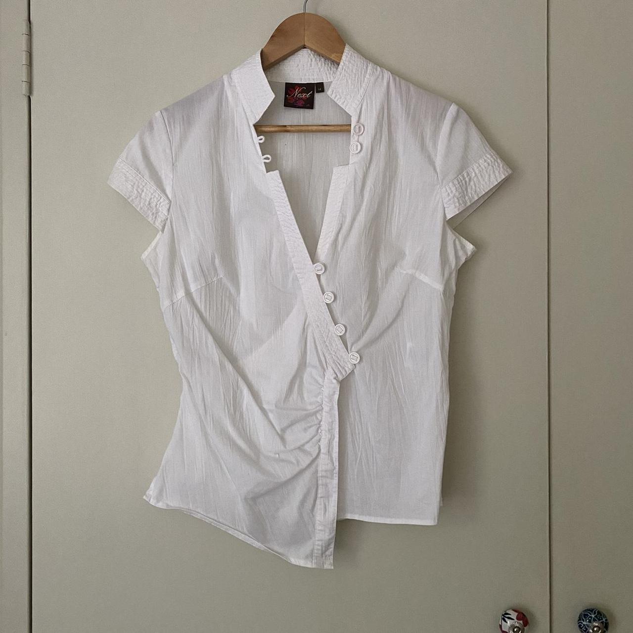 White Next cap sleeve shirt / blouse / top Semi... - Depop