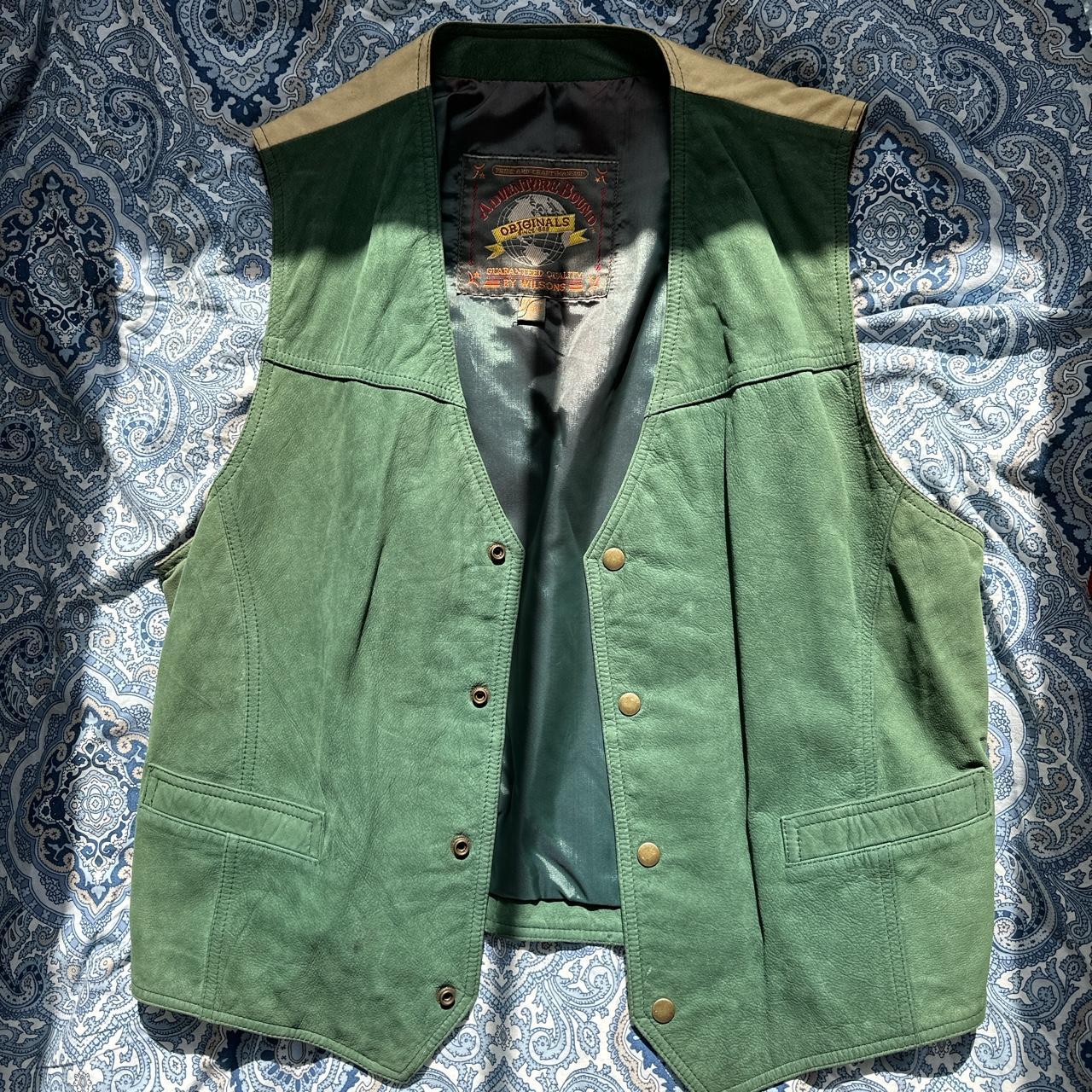 Wilson’s Leather Men's Green and Cream Gilet
