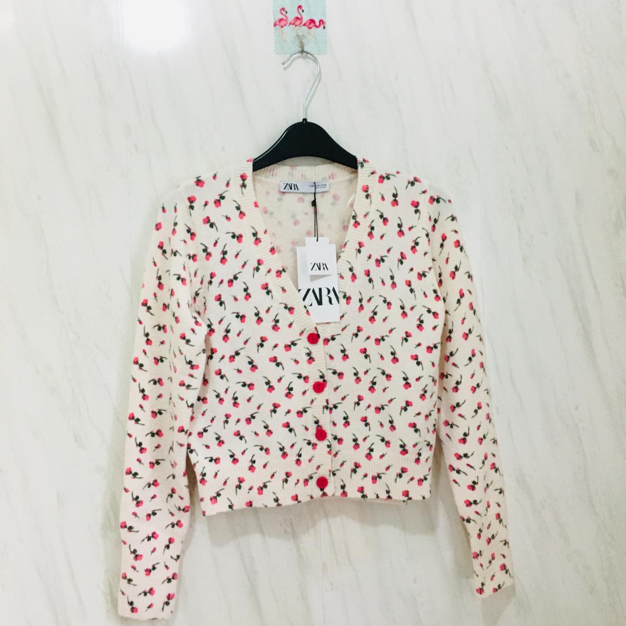 Jacquard Knit Cardigan Cardigan Flores Zara ZARA WOMEN Floral