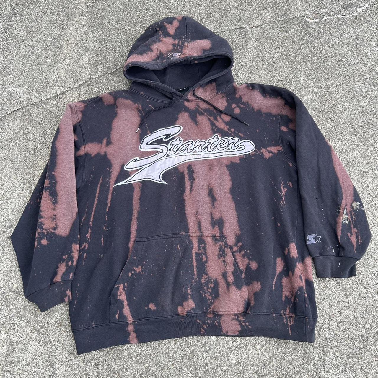 A custom bleached vintage starter hoodie from the Depop