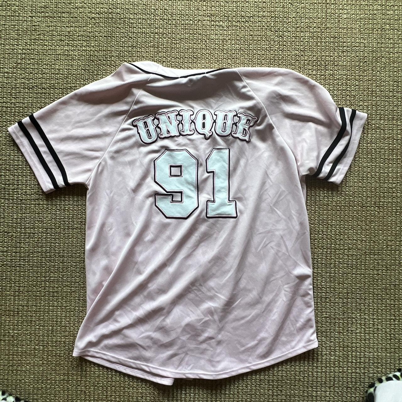 Forever 21 Pink 1980 Baseball Jersey Size: L (fits - Depop