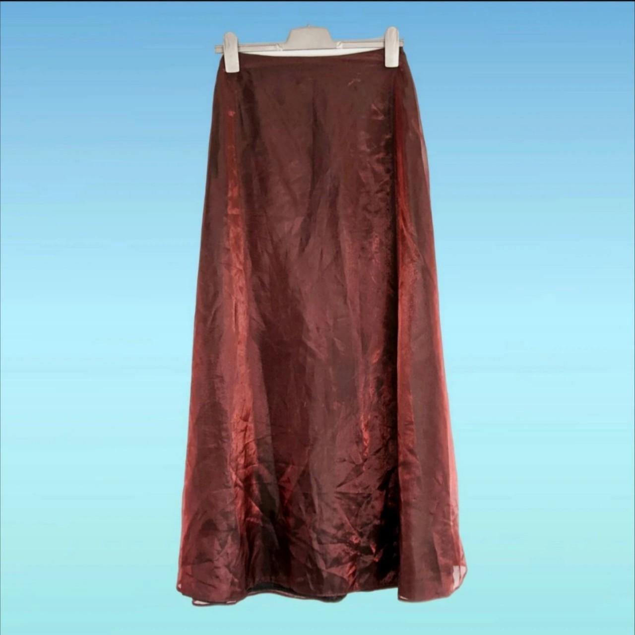 Burgundy chiffon maxi skirt. Shimmery long maxi