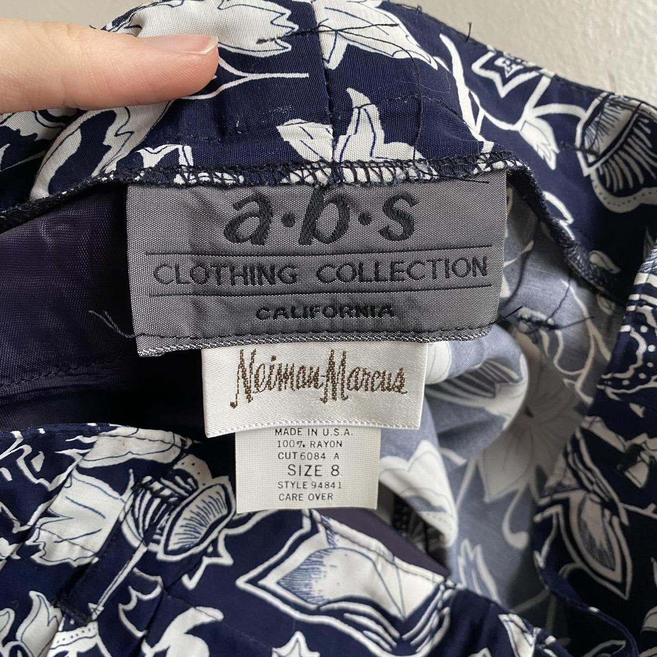 Vintage 80s/90s Neiman Marcus blue and white floral... - Depop