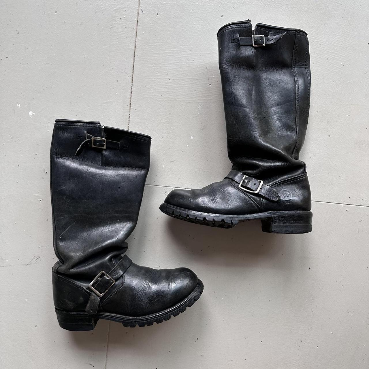 Vintage 70s/80s tall/knee high black leather...