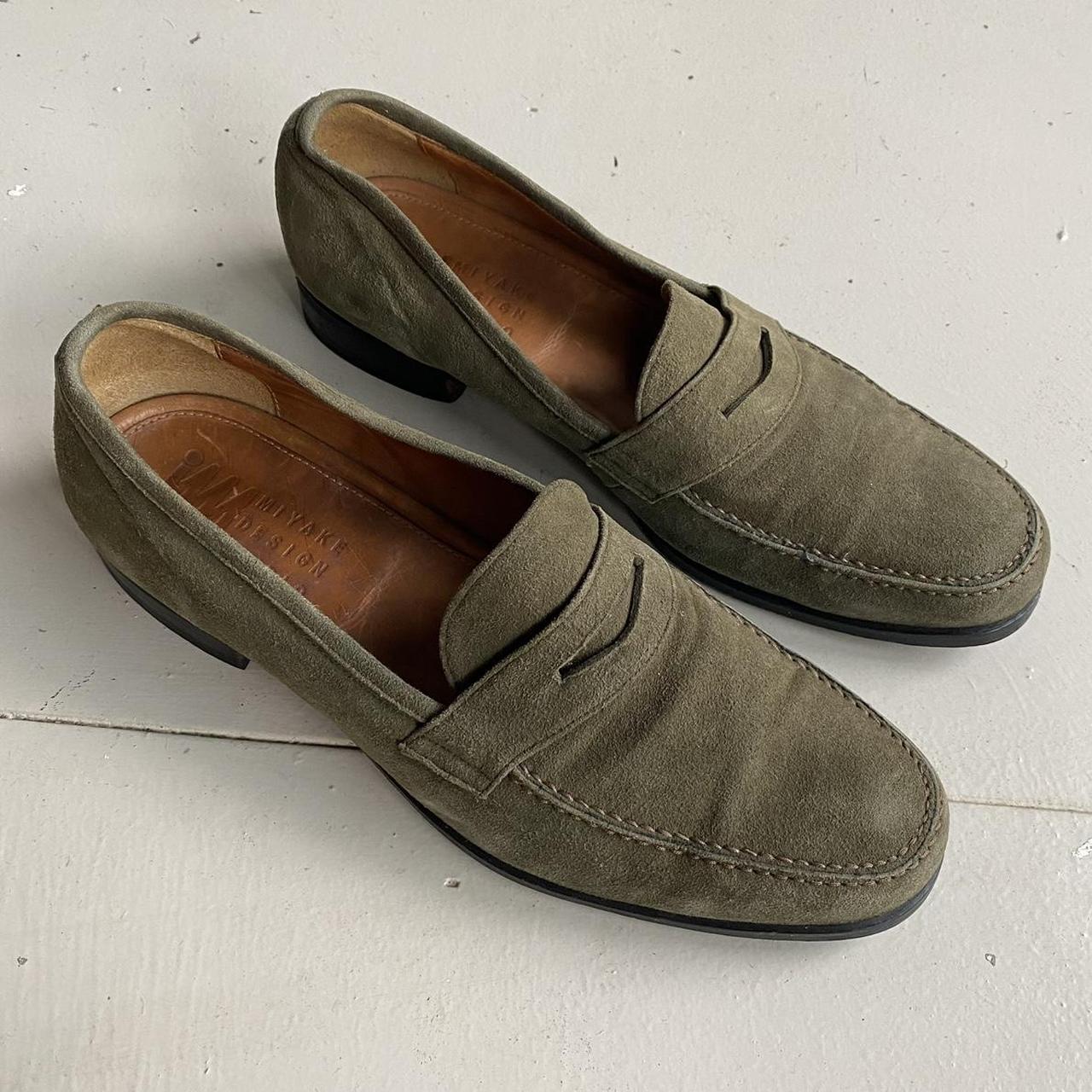 Issey Miyake vintage 80s/90s green suede loafers.... - Depop