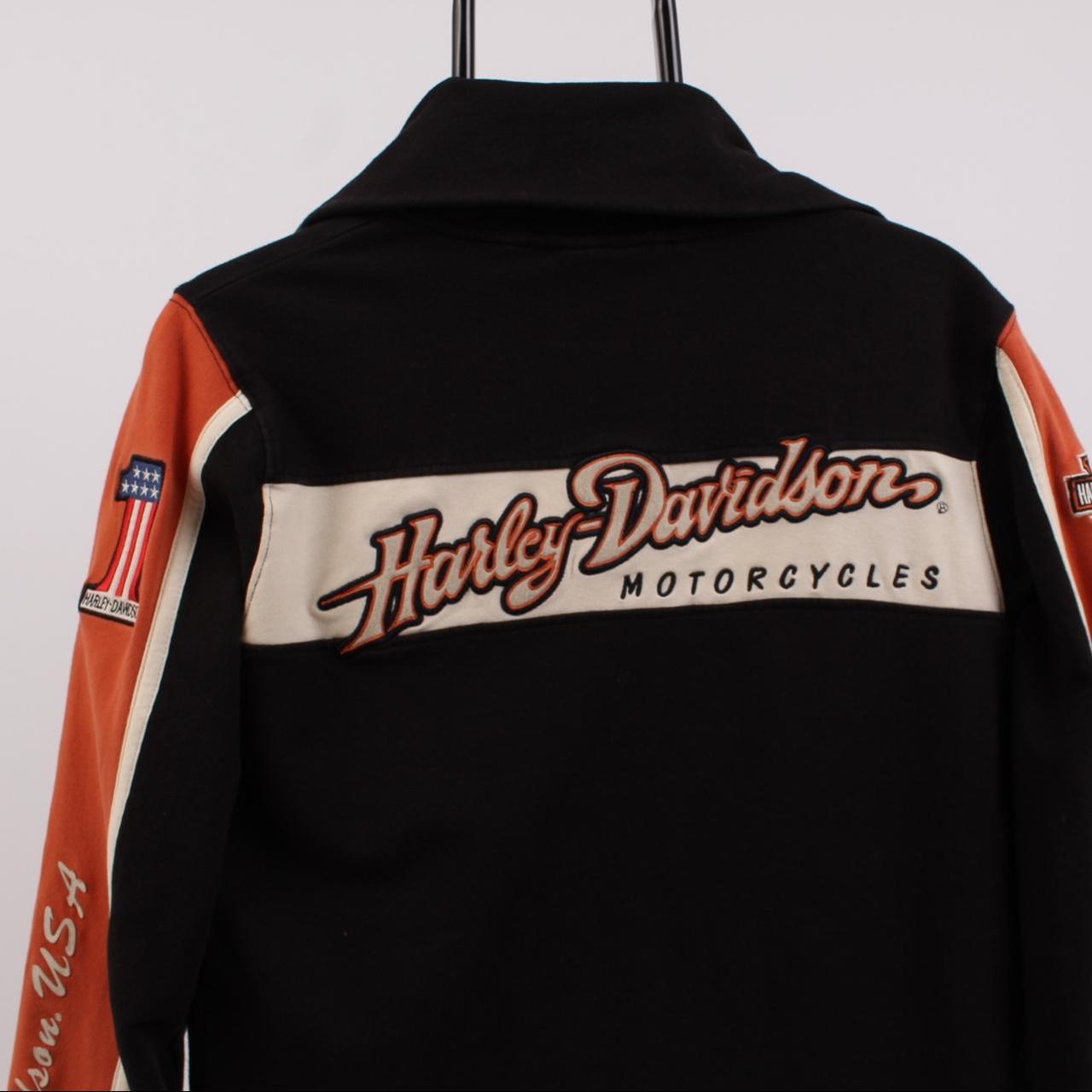 Harley Davidson Women's Black and Orange Jacket | Depop